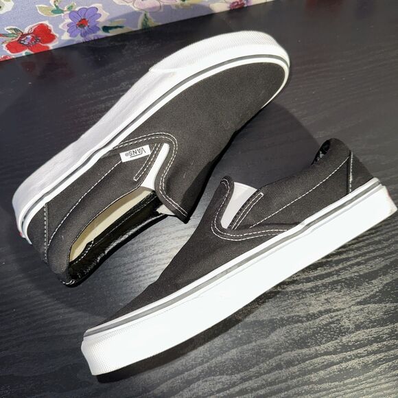 Vans Black and White Slip-On Sneakers - Picture 9 of 10